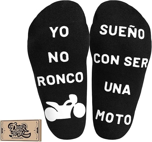 Calcetines antideslizantes divertidos (YO NO RONCO, SUEÑO CON SER UNA MOTO) T: 39-46