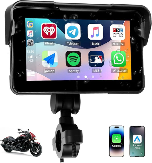 Pantalla táctil HD 5” UNIVERSAL para moto con CarPlay y Android Auto