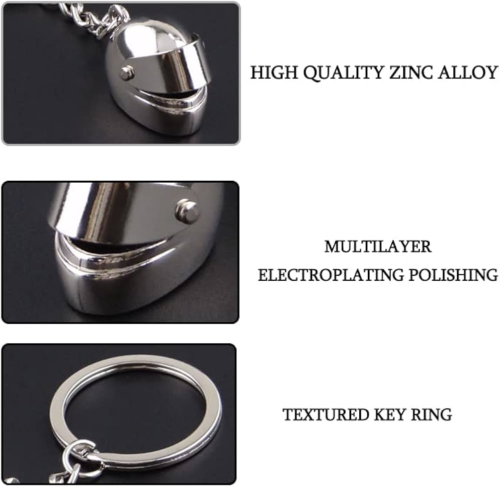 Llavero de Casco de Moto – Accesorio Creativo y Elegante Cromado